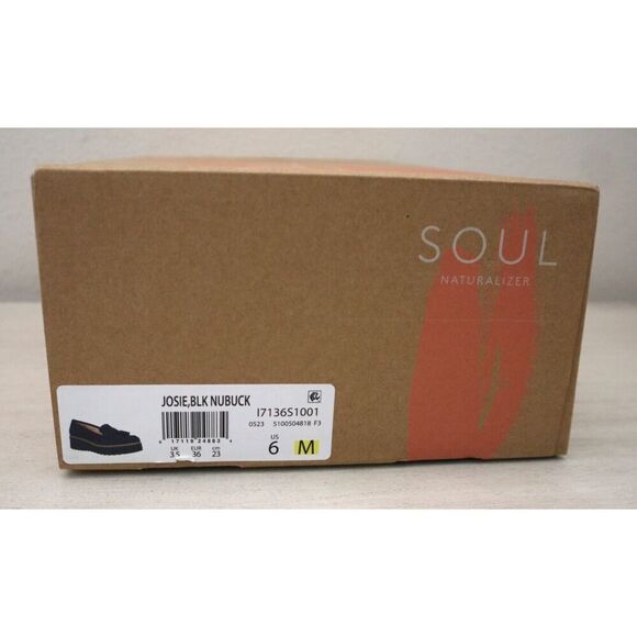 Soul x Naturalizer Women Sz 6M Black Nubuck Leather Josie Platform Loafers - Picture 11 of 11
